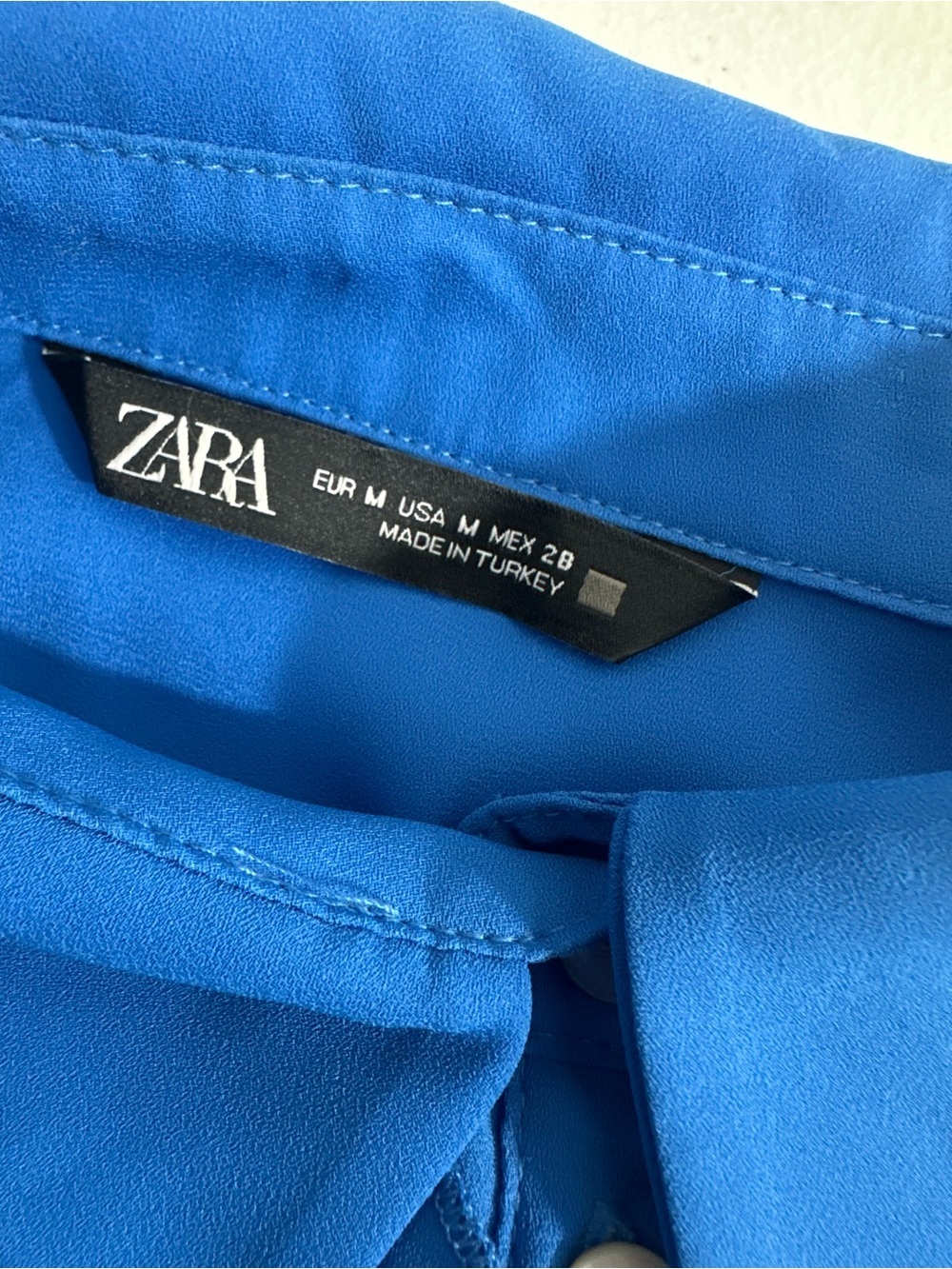 Zara Women's Size M Blue Long Sleeve Ruffle Button Down Shirt Blouse Top - Picture 7 of 11